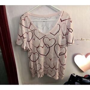Tommy Hilfiger Women's T-Shirt pink hearts Print Light Pink Size 1X